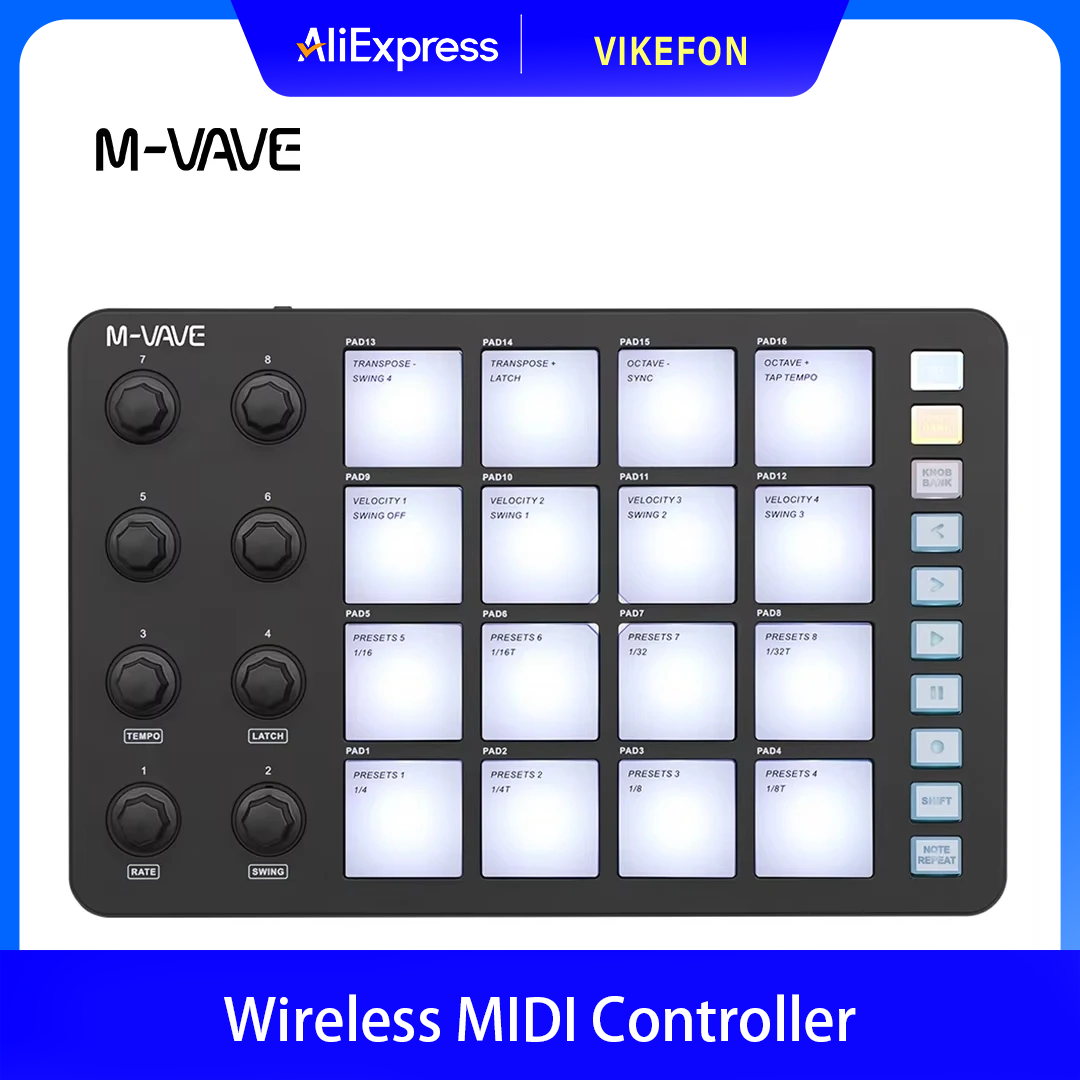 Midi Controller Pad - M-VAVE SMC-PAD Draadloze MIDI-controller Geschikt voor