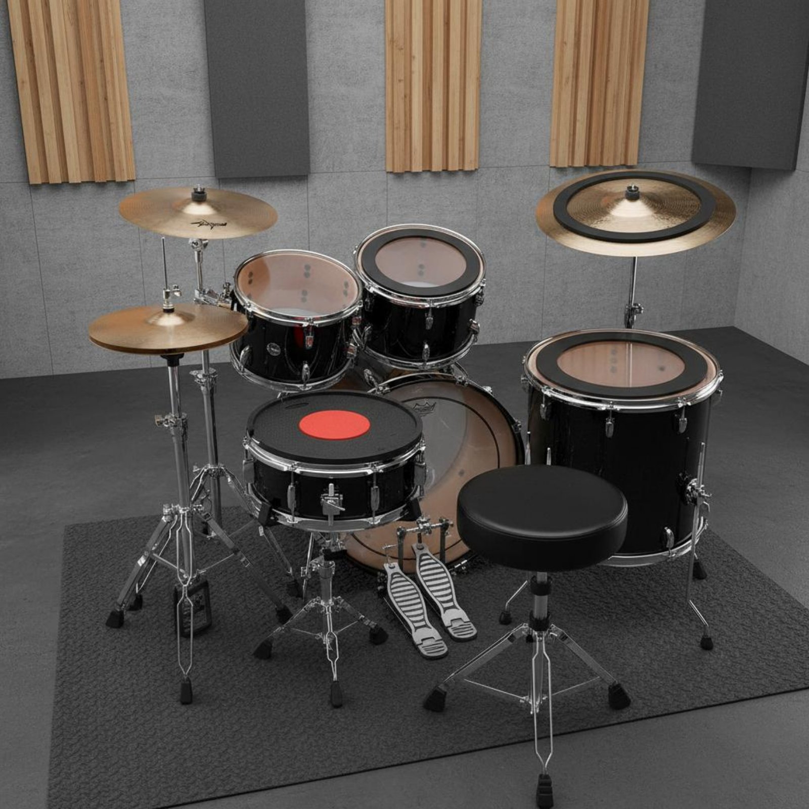 Drum Practice Pad - Rubberen trommel- en bekkendempers Geluidsreductie Drum