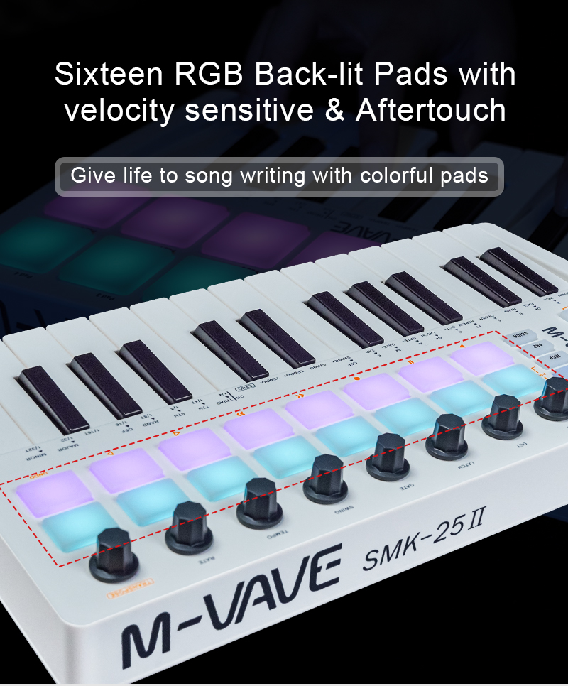 M-VAVE SMK-25 II MIDI Pad Cont - Midi Controller Pad recensie en prijs
